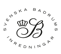Logga för Svenska Badrumsinredningar med svart text och vit bakgrund